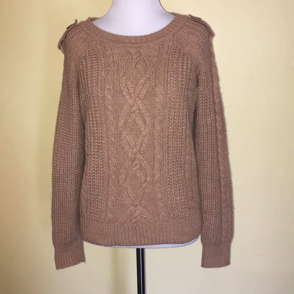 Small, Worthington cable knit sweater, tan
